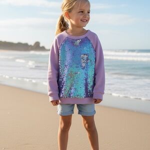 Girls Lavender Sweatshirt with Iridescent sequins size 6